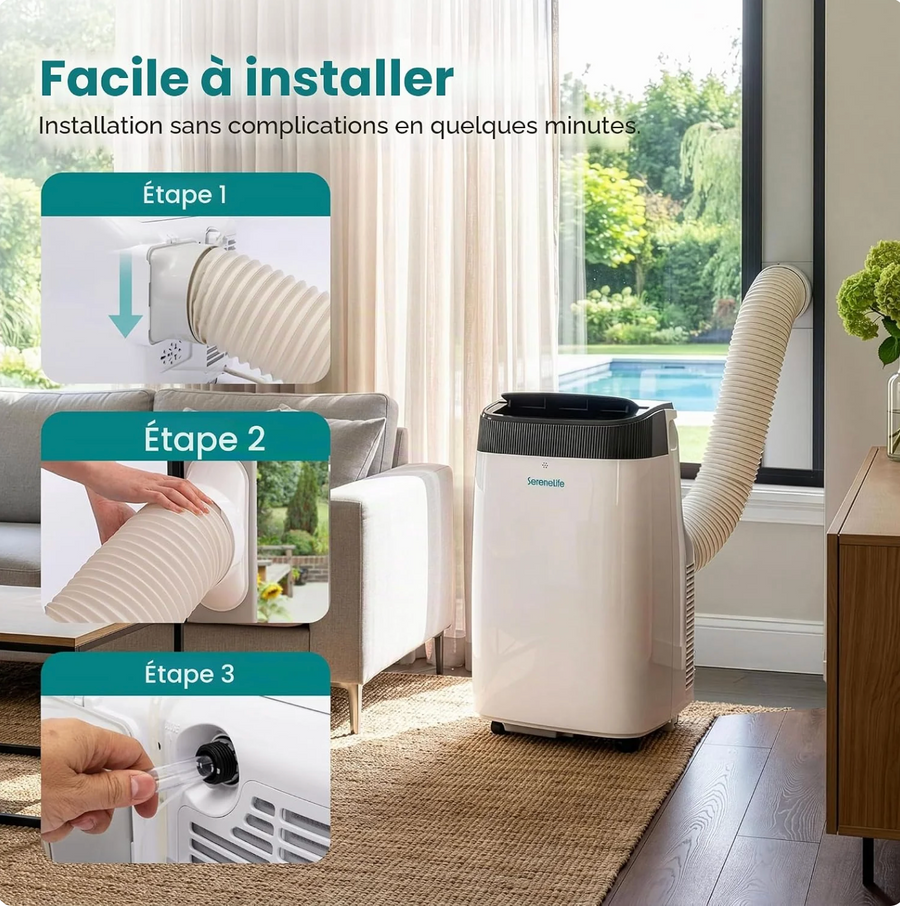 SereneLife Climatiseur Mobile Silencieux 9000 BTU