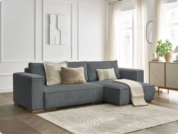 CHELSEA Canapé d'angle réversible Compressé - Gris Foncé