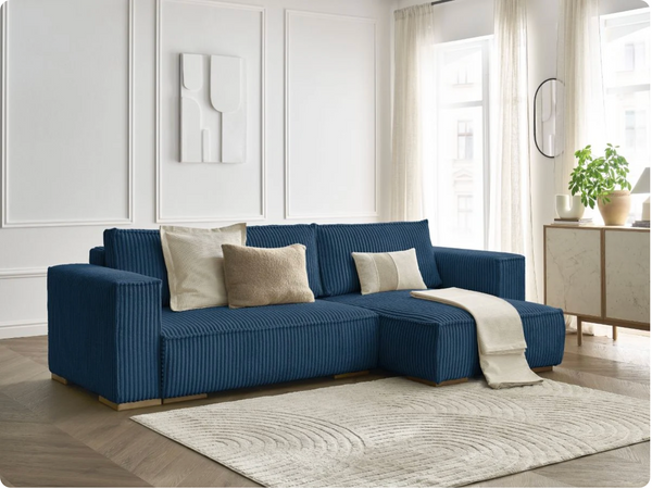 CHELSEA Canapé d'angle réversible Compressé - Bleu Foncé