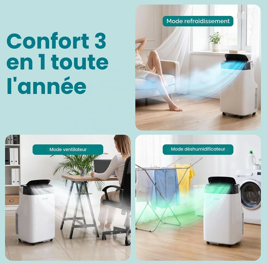 SereneLife Climatiseur Mobile Silencieux 9000 BTU