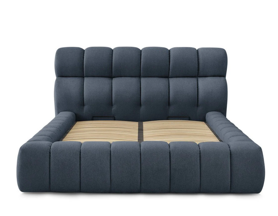 MONT-BLANC Lit coffre tissu chiné - Bleu