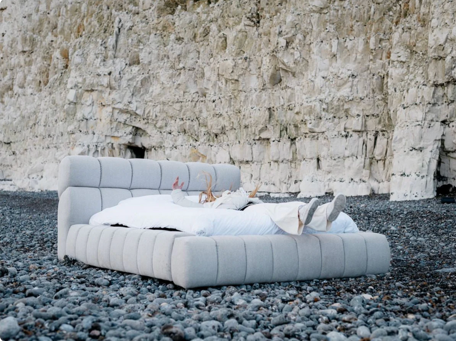 MONT-BLANC Lit coffre tissu chiné