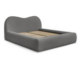 ORLANE Lit coffre tissu bouclette - Gris