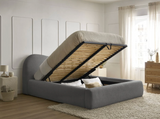 ORLANE Lit coffre tissu bouclette - Gris
