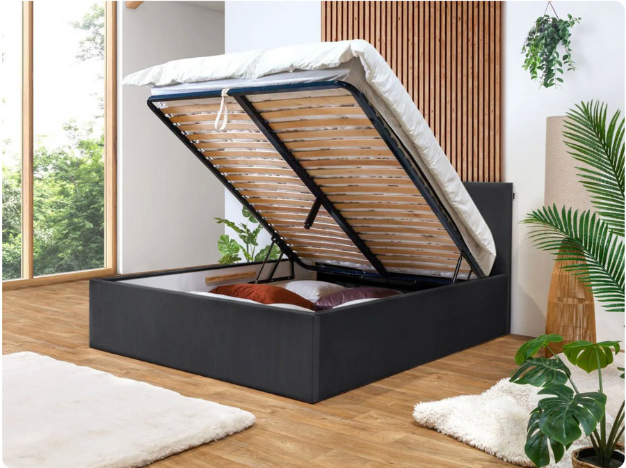 VIVARA Lit coffre rangement XL - Noir