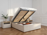 VIVARA Lit coffre rangement XL - Beige