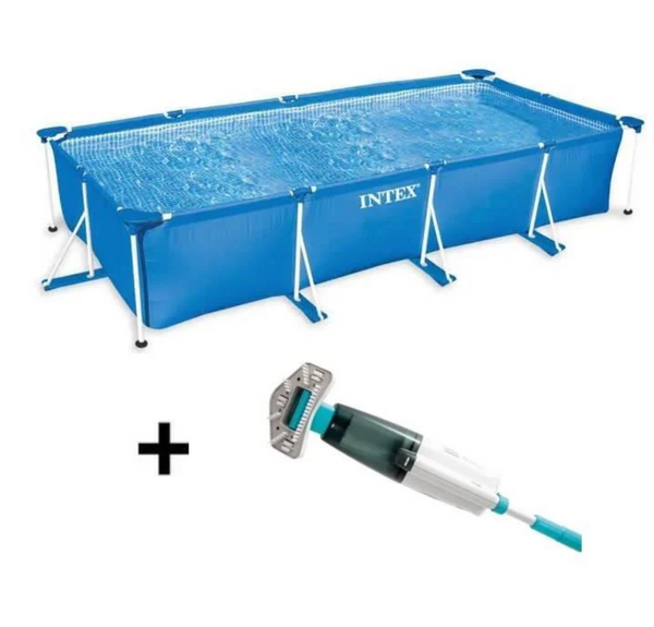 Piscine hors sol tubulaire INTEX – Metal Frame – 220 x 150 x 60 cm – Rectangulaire + Nettoyeur