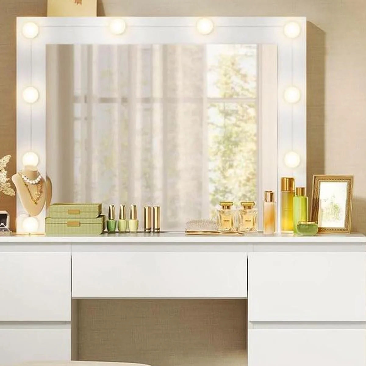 Coiffeuse Hollywood 107 cm, 7 tiroirs