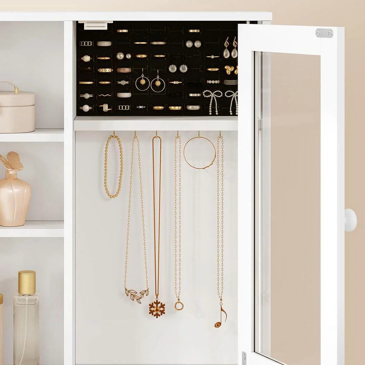 Coiffeuse miroir coulissant 108 cm, 2 tiroirs