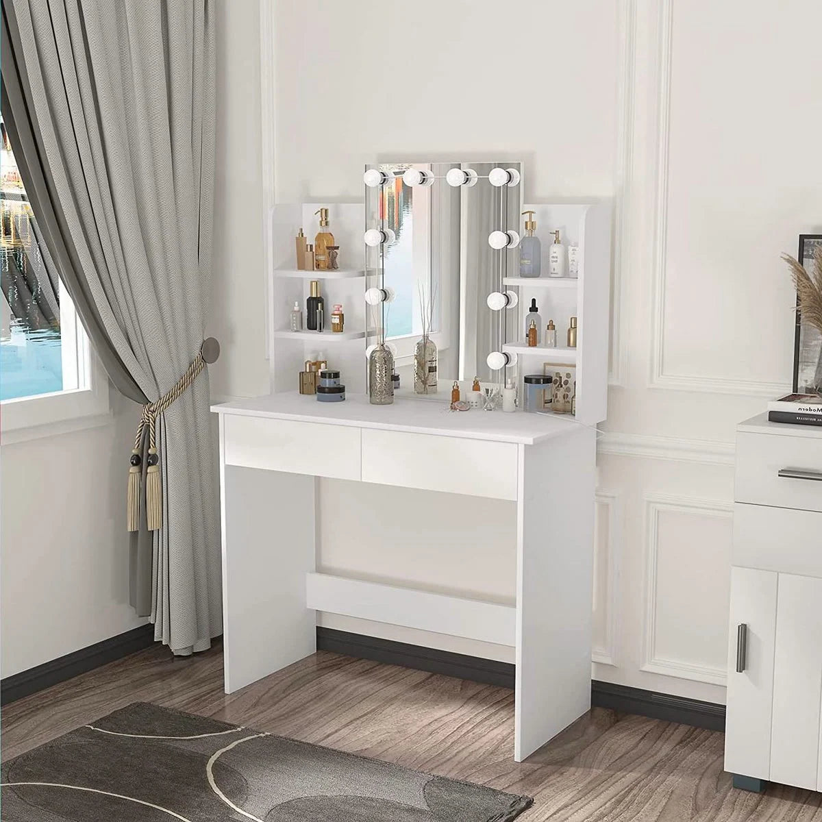 Coiffeuse Hollywood 90 cm, 2 tiroirs