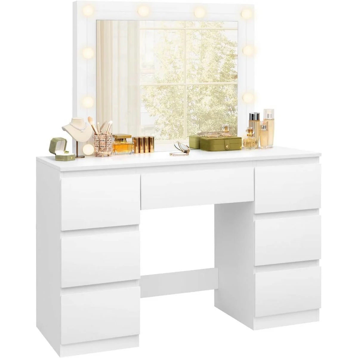 Coiffeuse Hollywood 107 cm, 7 tiroirs