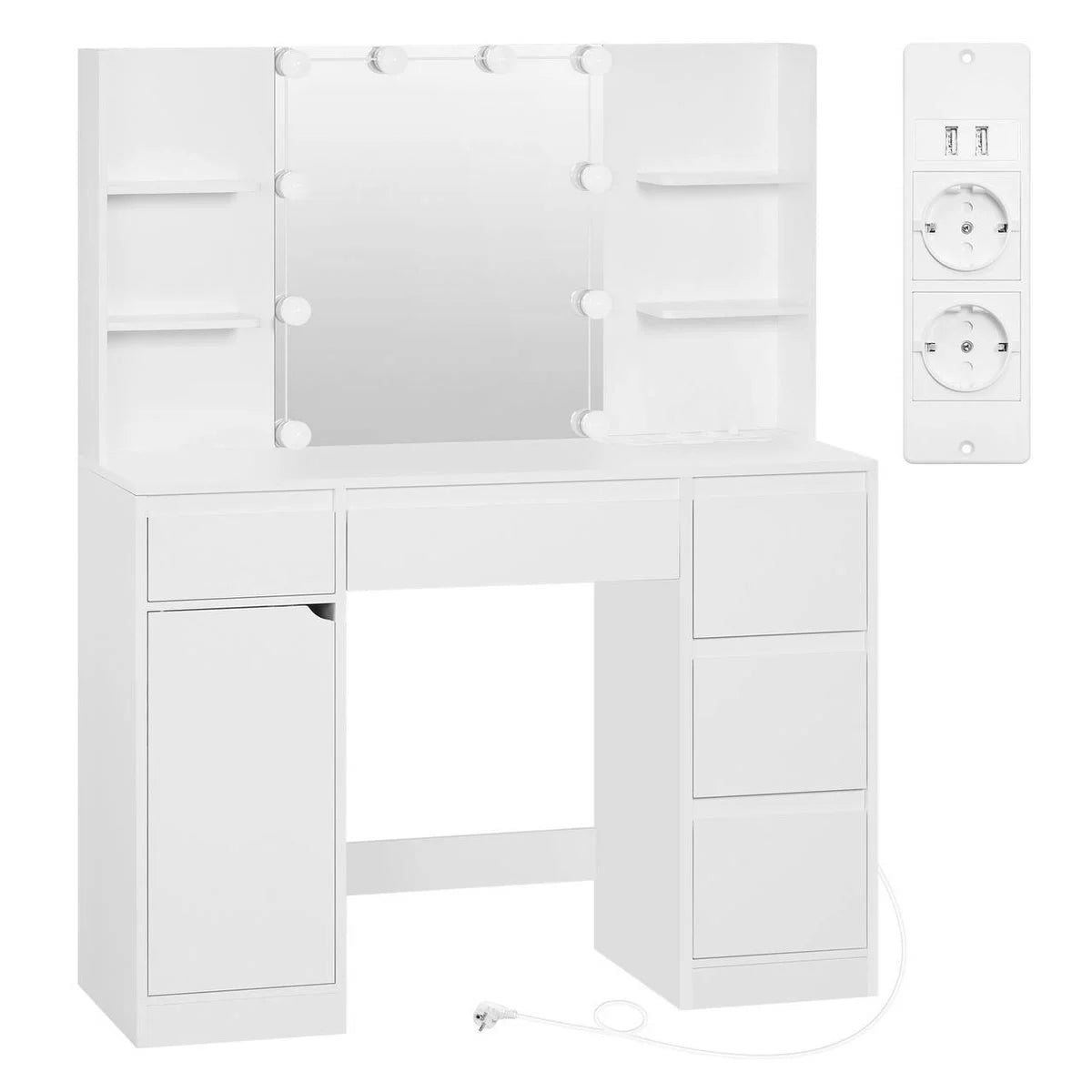 Coiffeuse Hollywood 110 cm, 5 tiroirs
