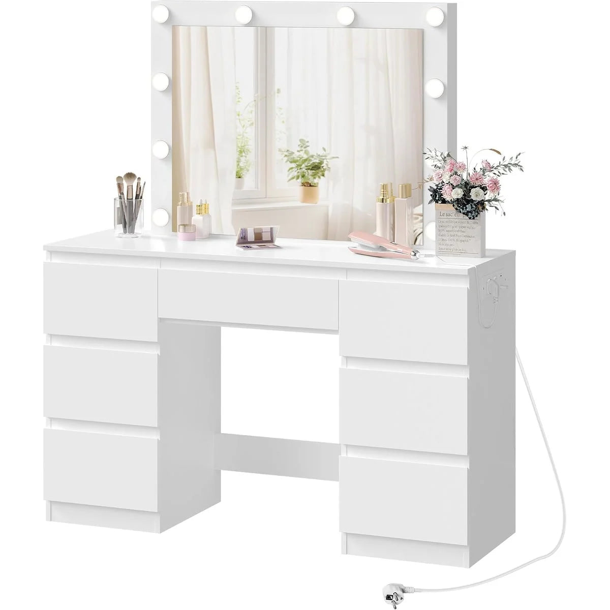 Coiffeuse Hollywood 110 cm, 7 tiroirs
