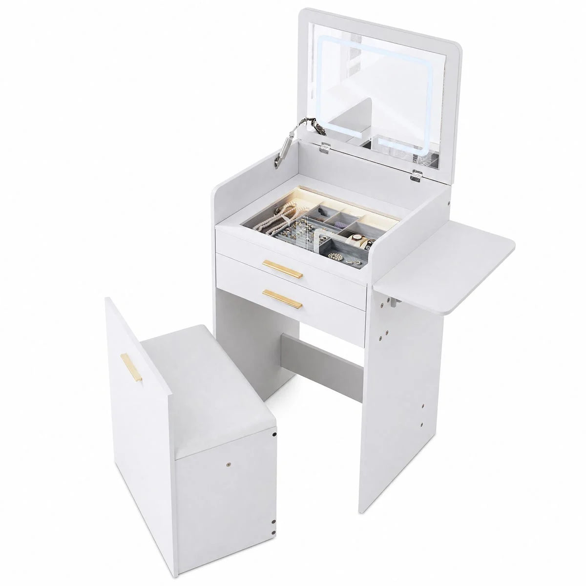 Coiffeuse compacte 50 cm, tabouret inclus
