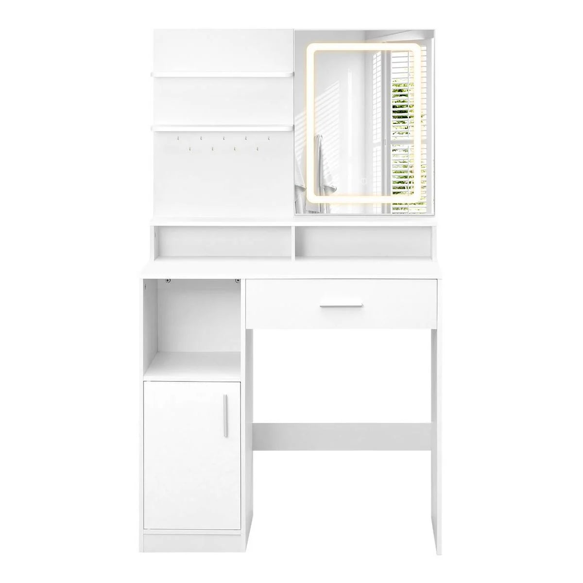 Coiffeuse compacte 80 cm, miroir LED