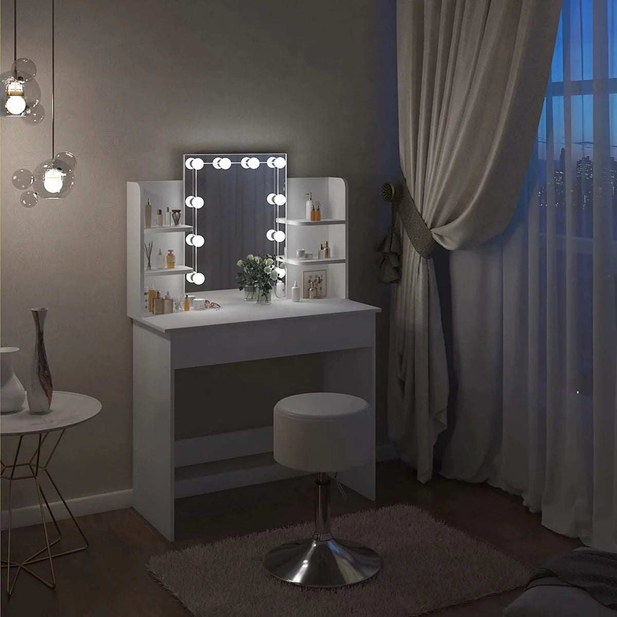 Coiffeuse Hollywood 90 cm, 2 tiroirs