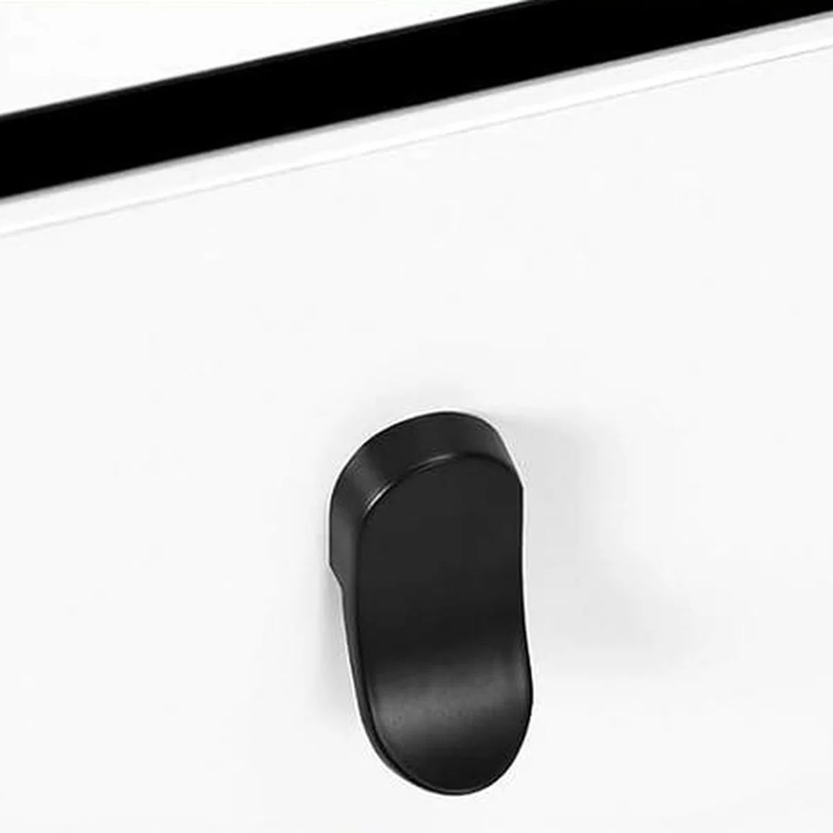 Coiffeuse miroir rond 100 cm, 5 tiroirs – blanc et noir