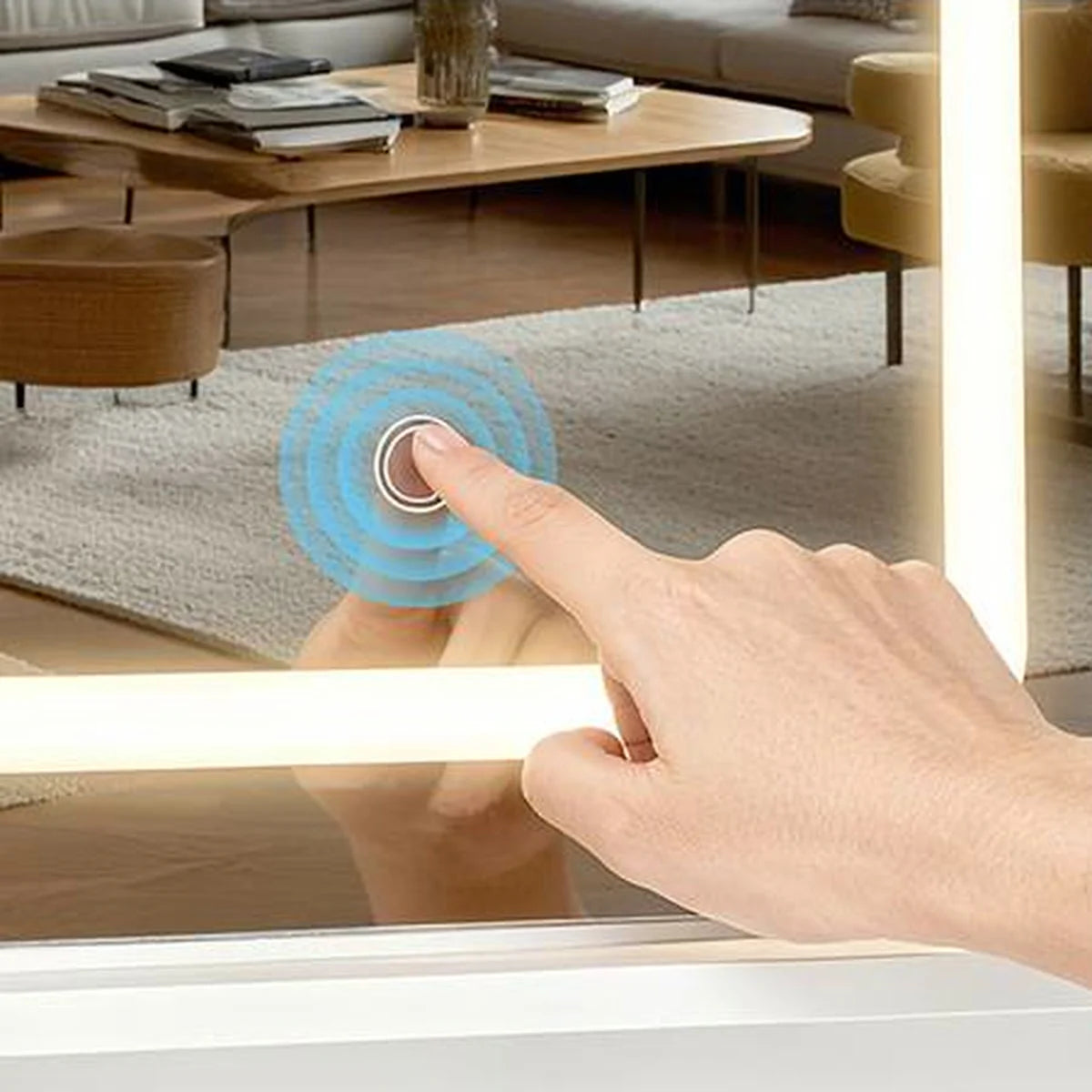 Coiffeuse compacte 80 cm, miroir LED